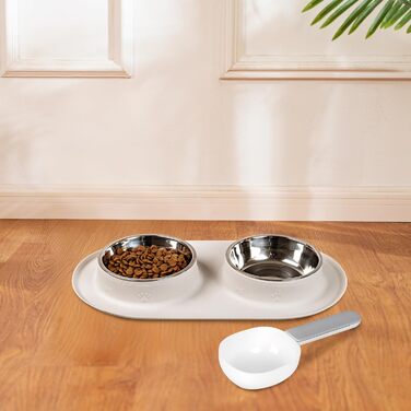 Набір мисок для кота та собаки LAOPET: миска для води та корму, нержавіюча сталь, силіконова підставка, ложка