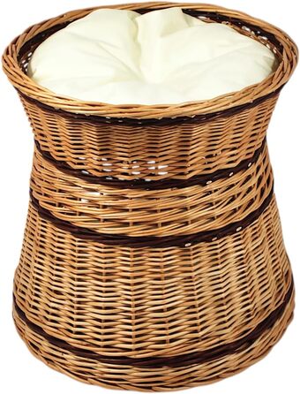 Кігтеточка-лежанка для котів та собак, 2-ярусна, з подушкою, діаметр 47 см, з натуральної лози