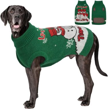 Светр для собак IECOii з коміром-моторолкою, флісовий пуловер, святковий пуловер на Різдво, в'язаний пуловер для собак на Хелловін, м'який пуловер для собак, зелений, 4XL