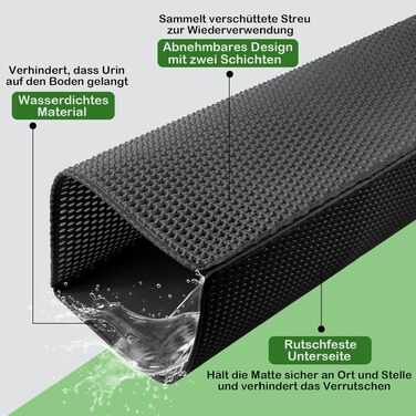 Килимок під лоток для котів LIOBINY 90x60 см XXL, EVA, подвійний шар, водовідштовхувальний, чорний