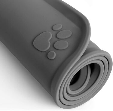 iGadgitz килимок для годівлі домашніх тварин, силіконовий, 47 x 30 см, неслизький, для собак та котів, сірий