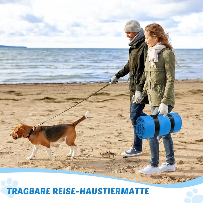 Водонепроникний килимок для собак Lohofrnny 110 x 68 см - м'який, зручний, для подорожей, кемпінгу, вологостійкий (оливковий, блакитний)