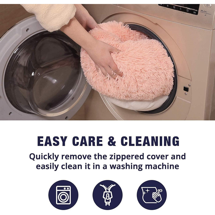 Кругле ліжко для собак та котів, м'яке, плюшеве, Ø 50 см, рожеве