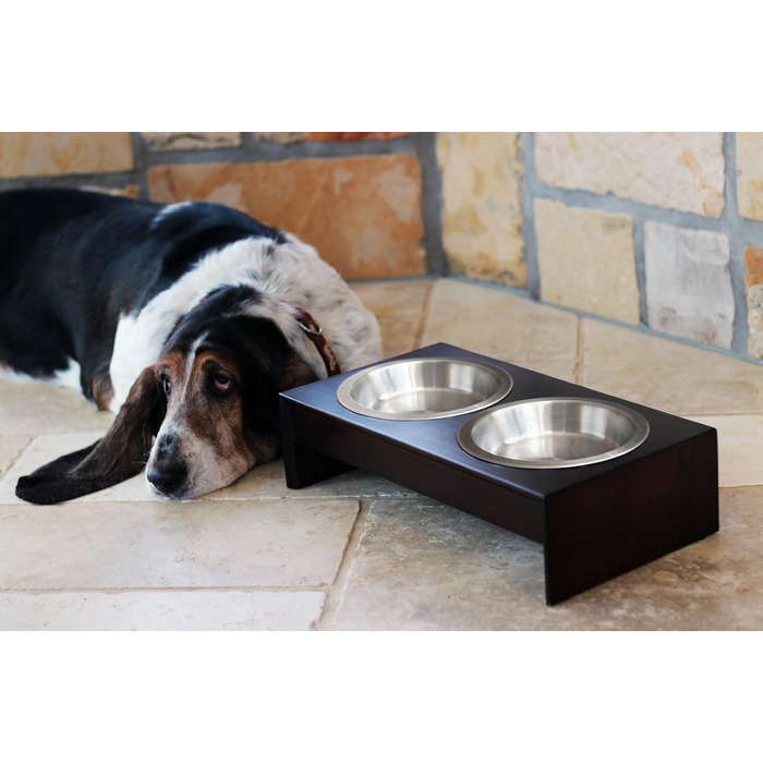 PetFusion елегантна годівниця з масиву дерева, коротка, 41x22x10 см