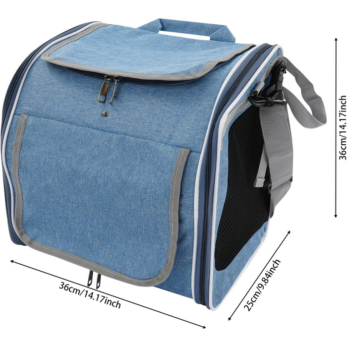 Рюкзак для собак і котів на велосипеді 32x29x39 см, з сіткою та кишенями, до 7,5 кг (синьо-зелений)