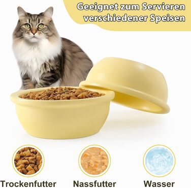 Набір мисок для котів GUUSII HOME (2 шт.) з кераміки, 14 см, 360 мл, жовті