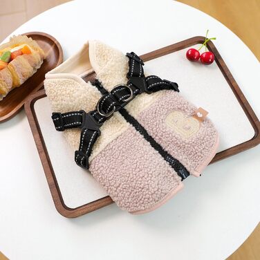 Зимова куртка для собак з отвором для шлейки, флісова підкладка, для маленьких собак, для активного відпочинку на природі, зелено-біла (рожево-біла)