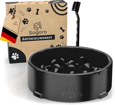 Миска для собак Anti Schling Napf з щіткою для легкого очищення, об'єм до 700 мл, з антиковзаючою основою, для середніх та великих собак, чорна