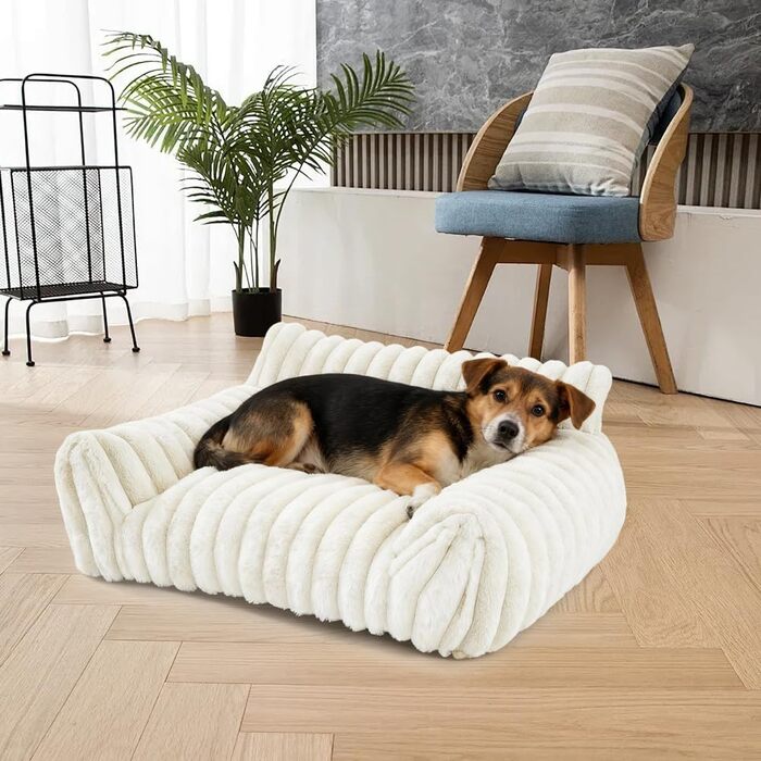 Котяче ліжко-софа, м'яке та пухнасте, 60x45x20 см. Підходить для котів та маленьких собак. Знімний, пральний чохол, антиковзаюча підкладка.