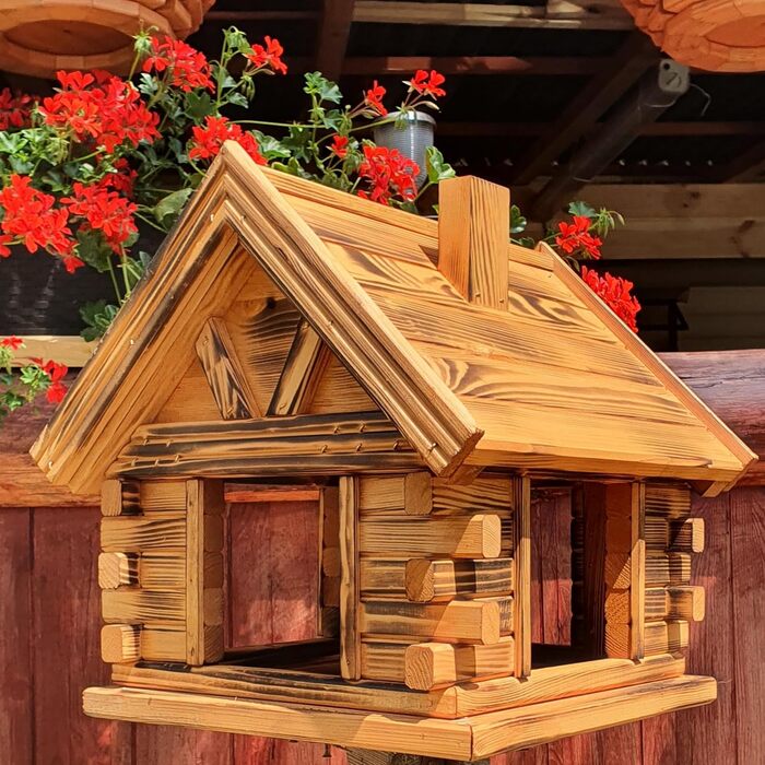Дерев'яний будиночок для птахів з сосни, вигорілий, годівниця Vogelhaus