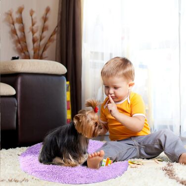 М'яке ліжко для собак PETCUTE з плюшу, 80х80 см, фіолетове. Зручне, тепле, з неслизьким дном, для великих та середніх собак. Легко миється.