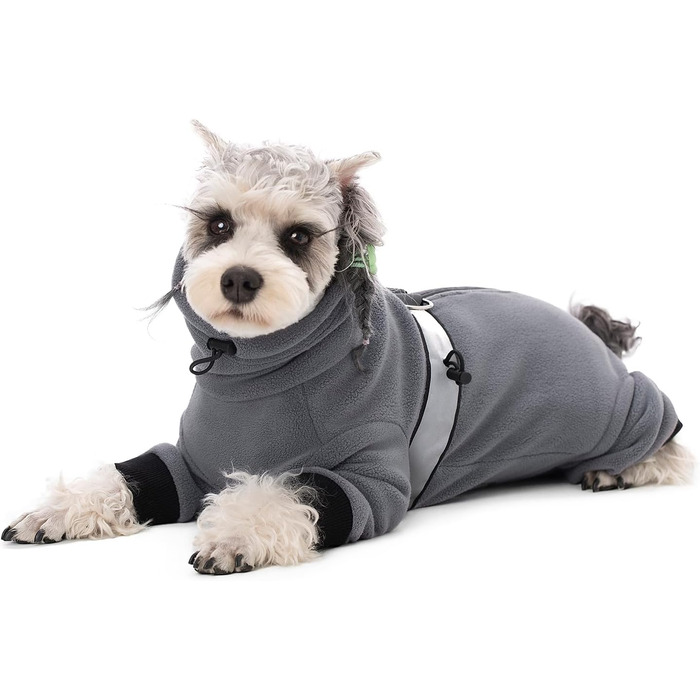 Теплі зимові куртки для собак, флісові комбінезони з D-кільцем, для малих та середніх собак, сірий колір, розмір XL XL