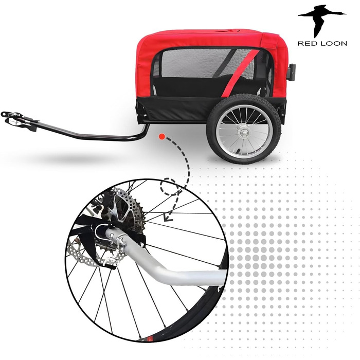 Фаркоп для собак Red Loon Mini - вело- та біговий причіп для собак, легкий переобладнання, світловідбивачі, комплект для бігу, червоний/чорний, вантажопідйомність до 20 кг