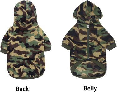 Худі для собак Французького бульдога з кишенями. Теплий пуловер з флісу для маленьких собак, чихуахуа, котів. Камуфляж, XS
