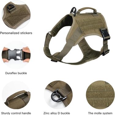 Тактична шлея для собак EXCELLENT ELITE SPANKER Ranger Green L, регульована, з ручкою, військова, для малих, середніх і великих собак
