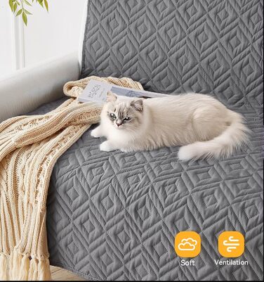 Водонепроникний килимок для собак, неслизький та пральний, ковдра для собак та котів, захисний килимок для дивану від шерсті та подряпин, ідеально підходить для дивану, ліжка, автокрісла (Сірий, 127×152 см) (130x210 см)