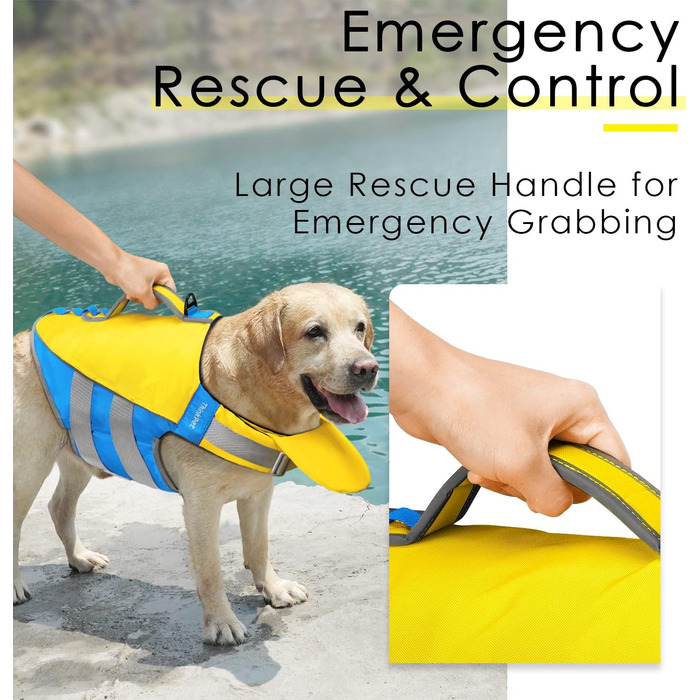 ThinkPet Жилет рятувальний для собак, світловідбиваючий, з регулюванням, для плавання (Жовто-блакитний, L)