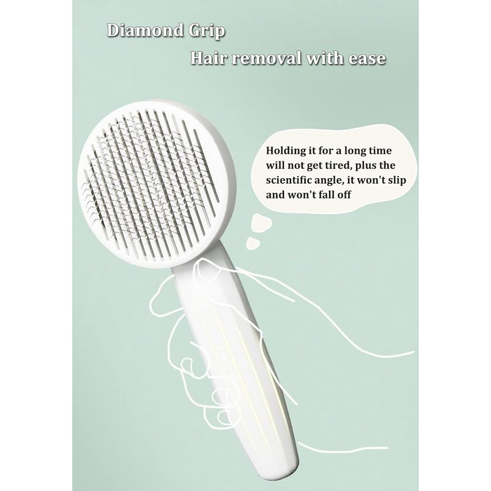 Щітка для тварин: для котів та собак з довгою та короткою шерстю, самоочисна, рожева