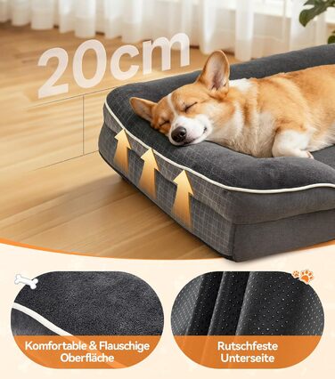 Ортопедичне ліжко для собак великих порід, м'яке, з антиковзною основою, дихаюче, сіре, 100x70x20 см