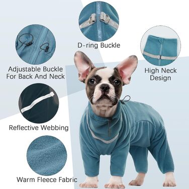 Теплий зимовий пуловер для собак з мікрофлісу, з дзвіночком, для маленьких, середніх та великих собак, зелений (L, світло-блакитний)