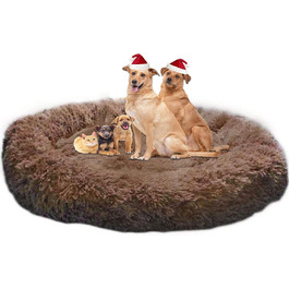 Ортопедичне собаче ліжко XXL для великих та середніх собак. Антистрес, донат, овальне, м'яке, коричневе.