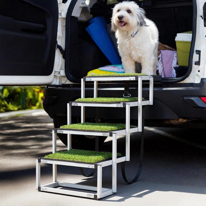 Рампа для собак у машину, складана, для великих собак, з антиковзким килимком, для авто, SUV, вантажівок, високих ліжок, широка (110x58x43 см)