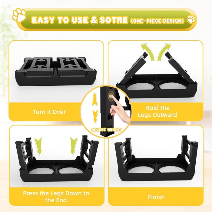 Підвищені годівниці для собак, 5 положень по висоті, підставка для собак з 2 мисками з нержавіючої сталі, неслизька, регулюється на 9, 22,9, 25,4, 27,9, 30,8 см, для середніх та великих собак