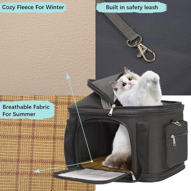 Сумка-переноска для собак і котів 2-в-1, чорно-коричнева, 38.1 x 19.1 x 15 x 7.5 x 12.2 см