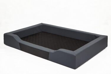 Ліжко для собак, лежанка для собак, м'яка лежанка-софа, килимок для собак, 75x50 см, GRAPHITE ECO-LEDER, чорний матрац