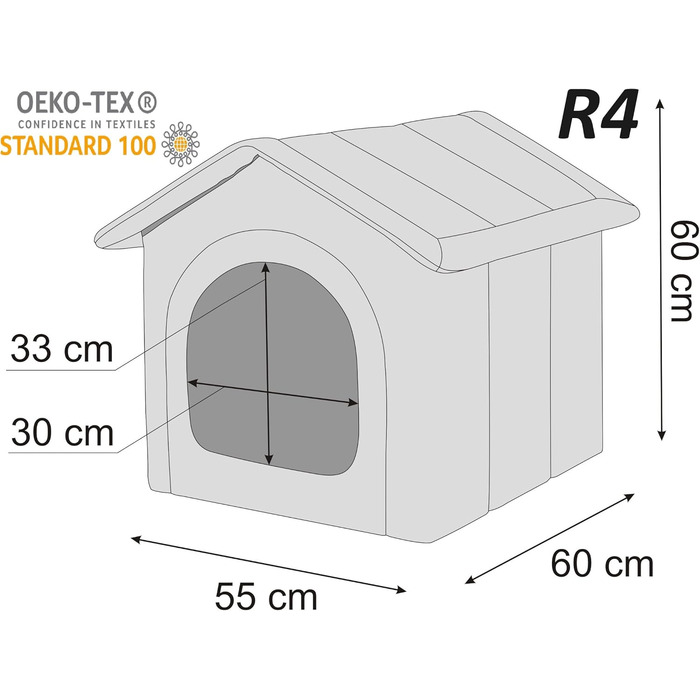 Будка для собак Sales Core R4, 55x60x60 см, сіро-бежева, для дому та вулиці, лежак-будиночок для собак і котів