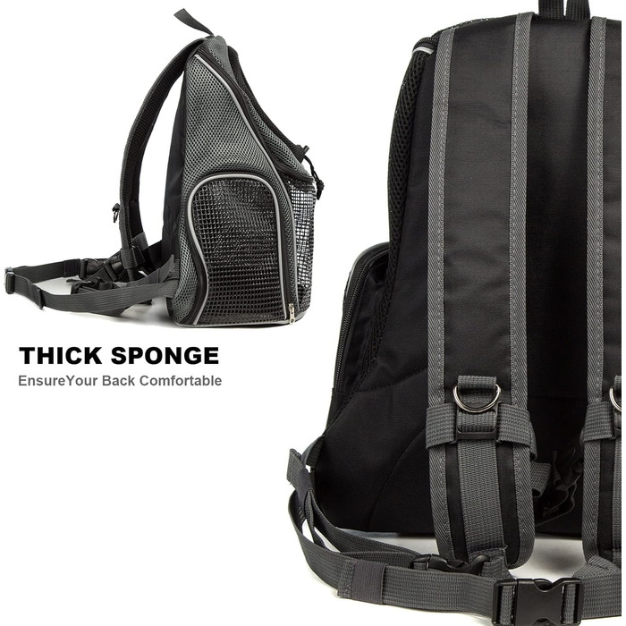 Сумка-переноска для собак та котів, чорна, регульована, для подорожей, хандрингу та кемпінгу, для цуценят та маленьких тварин