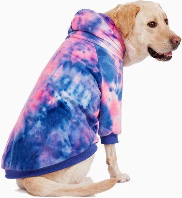 Теплий флісовий світшот з капюшоном для собак, батик, великі та середні породи (5XL, Рожевий)