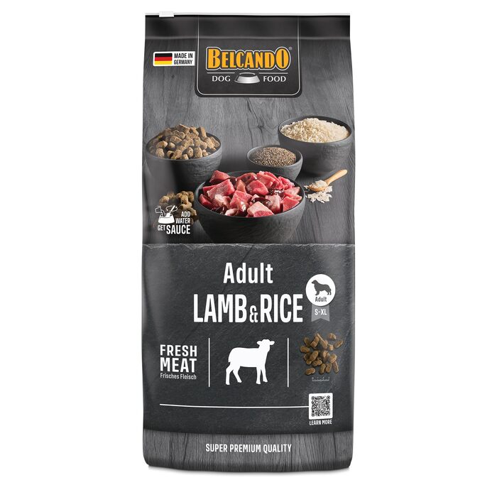 Сухий корм для дорослих собак BELCANDO Adult Lamb & Rice з ягнятими та рисом для чутливого травлення, 12.5 кг