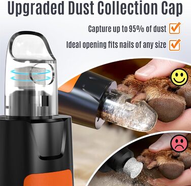 Електричний шліфувальник для собак та котів Casfuy Neue з 6 насадками – тиха робота, 7 годин, 2 LED, для собак великих, середніх та малих порід