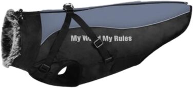 Зимний теплий куртка для собак, флісова підкладка, світловідбиваючі елементи, комір з хутром, для великих і середніх собак (6XL, колір: метеоритний сірий)