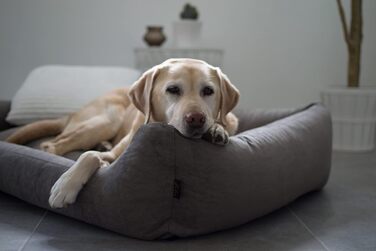 Лебон - ліжко для собак Гордон - Бежево-коричневе, м'яке, з товстою лежанкою, 3 розміри, можна прати (M)