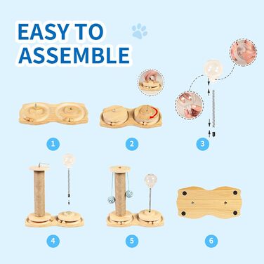 Інтерактивна іграшка для котів Marchul 4-в-1: когтеточка з сизалю, іграшкові м'ячики, куля-дозатор для ласощів. Підходить для кошенят та дорослих котів.