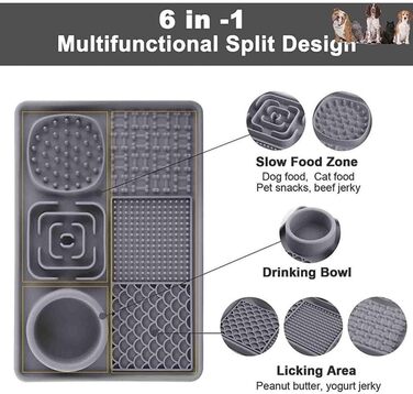 Килимок для собак та цуценят Leckmatten з присосками для повільного годування, купання та тренувань, зменшення тривоги, сірий