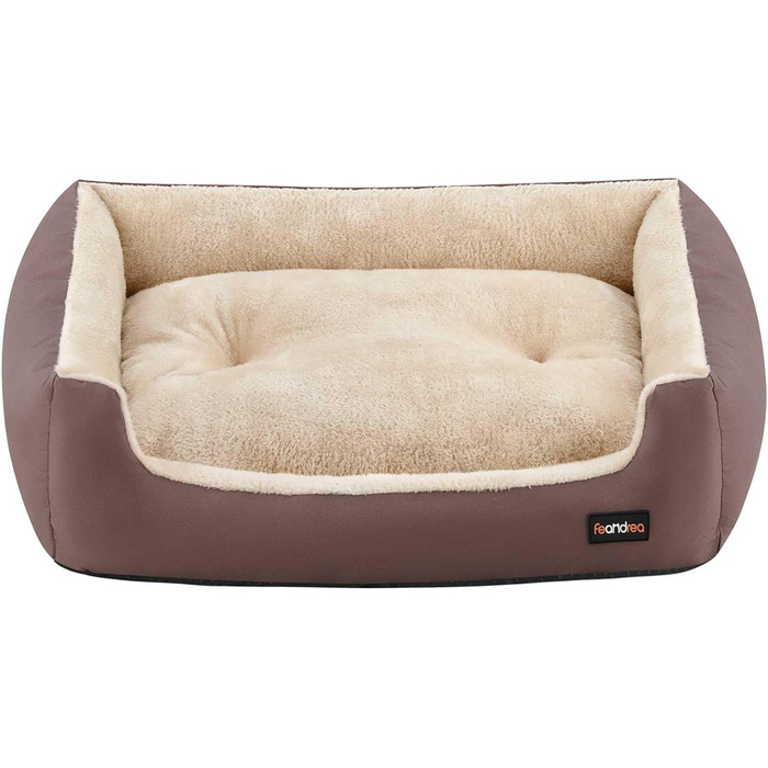 Ліжко для собак Feandrea, корзина для собак з двостороннім матрацом, PGW001Z (100 x 75 x 25 см, Коричневий)