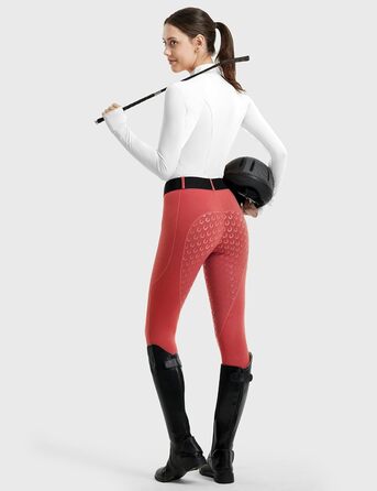 Спортивні штани для їзди верхи FitsT4 Daen з силіконовим покриттям, кишенею для телефону та петлями для ременя (M, Червоний)