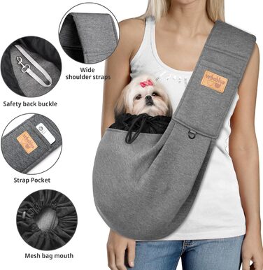 Сумка-переноска для собак Vrbabies, для маленьких собак та інших домашніх тварин до 5 кг, регульована, сітка, липучка, пряжки