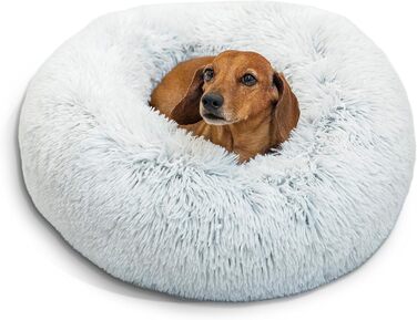 Ліжко для котів і собак Best Friends by Sheri Calming Donut, машинне прання, морозно-сіре, 58x58 см