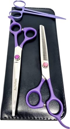 Набір ножиць для собак Achilles 7-частинний – догляд за шерстю, стрижка, Pruble & Silver 7 дюймів