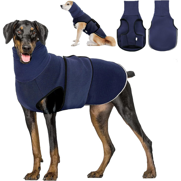 Заспокійливий жилет для собак та котів з навушниками, що приглушують звук, з світловідбиваючими смугами, зелений армійський (XL, блакитний океан)