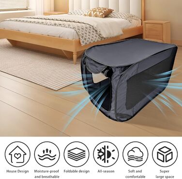 Транспортна переноска для собак та котів, складана, 92×52×52 см, сіра. Міцна переноска з оксфордської тканини з подвійними дверцятами, для подорожей та дому. Підходить для тварин до 29,5 кг