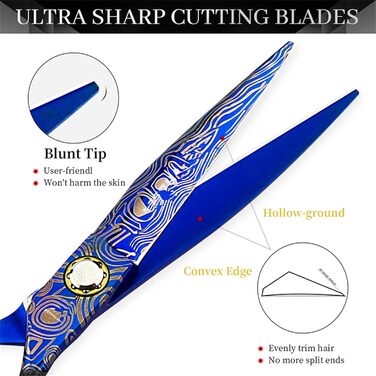 Набір ножиць для грумінгу собак 6 дюймів: прямі та розріджуючі ножиці для професійного догляду за шерстю. Ножиці для грумінгу домашніх тварин з регульованим гвинтом