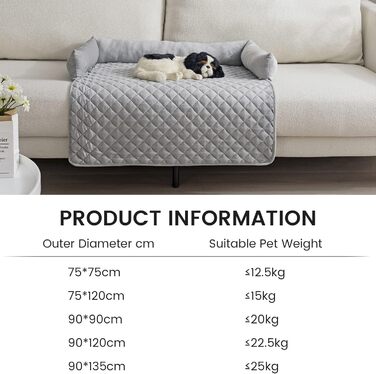 М'яке ліжко-матрац для собак та котів з велюру, 90x90 см, сірий