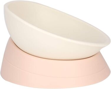 Миска для собак та котів з похилим підставою, неслизька, біла