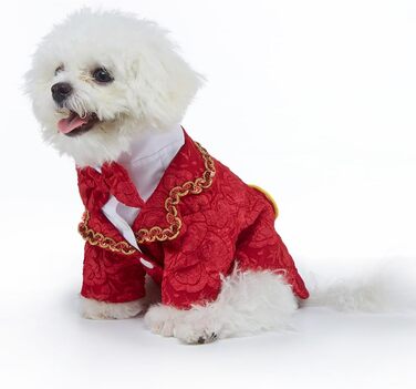 Елегантний костюм для собак - смокінг для маленьких та середніх собак, коричневий, з краваткою, для вечірок, свят, днів народжень, розмір L (довжина спини 34 см)