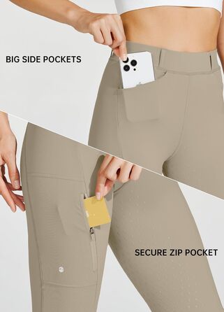 Жіночі рейтлеггінси WILLIT з силіконовим повноцінним покриттям, висока талія, кишені на блискавці, петлі для ременя, еластичні штани для верхової їзди, колір хакі